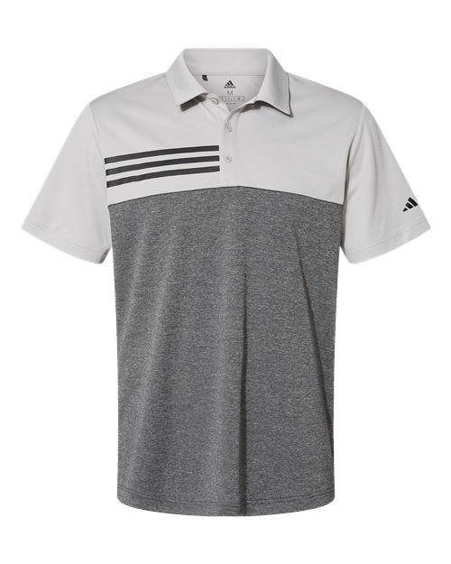 Adidas Heathered Colorblocked 3-Stripes Polo